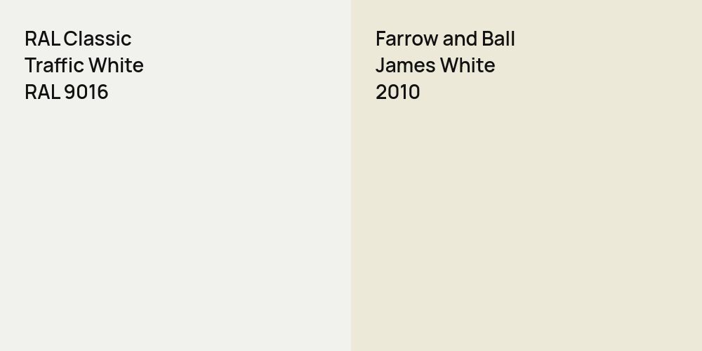 RAL Classic Traffic White vs. Farrow and Ball James White