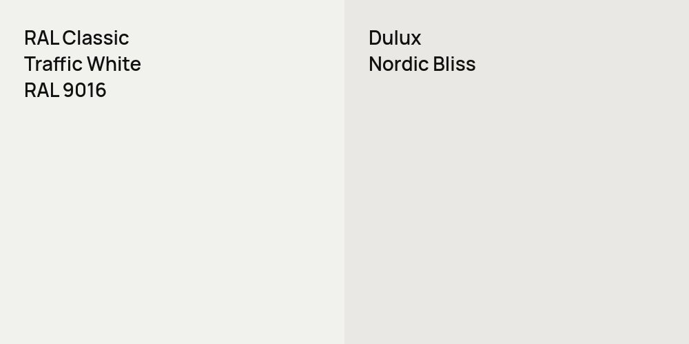 RAL Classic Traffic White vs. Dulux Nordic Bliss