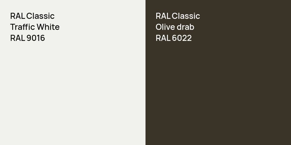 RAL Classic Traffic White vs. RAL Classic  Olive drab