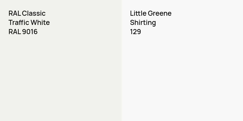 RAL Classic Traffic White vs. Little Greene Shirting