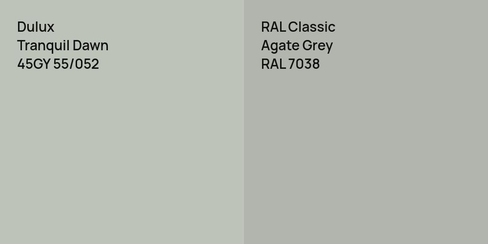 Dulux Tranquil Dawn vs. RAL Classic Agate Grey