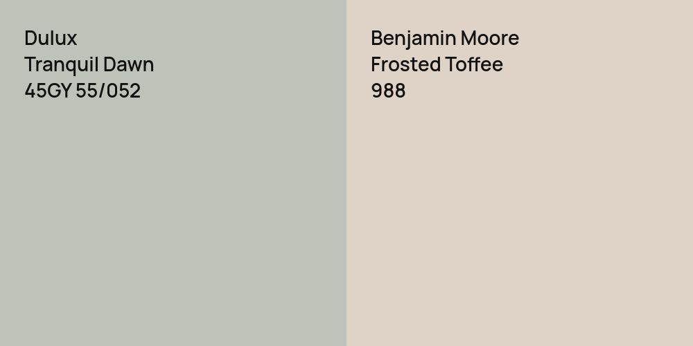 Dulux Tranquil Dawn vs. Benjamin Moore Frosted Toffee