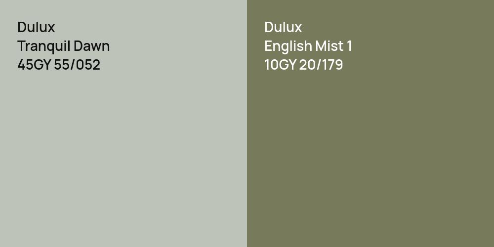 Dulux Tranquil Dawn vs. Dulux English Mist 1