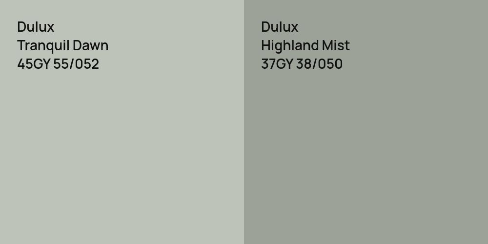 Dulux Tranquil Dawn vs. Dulux Highland Mist