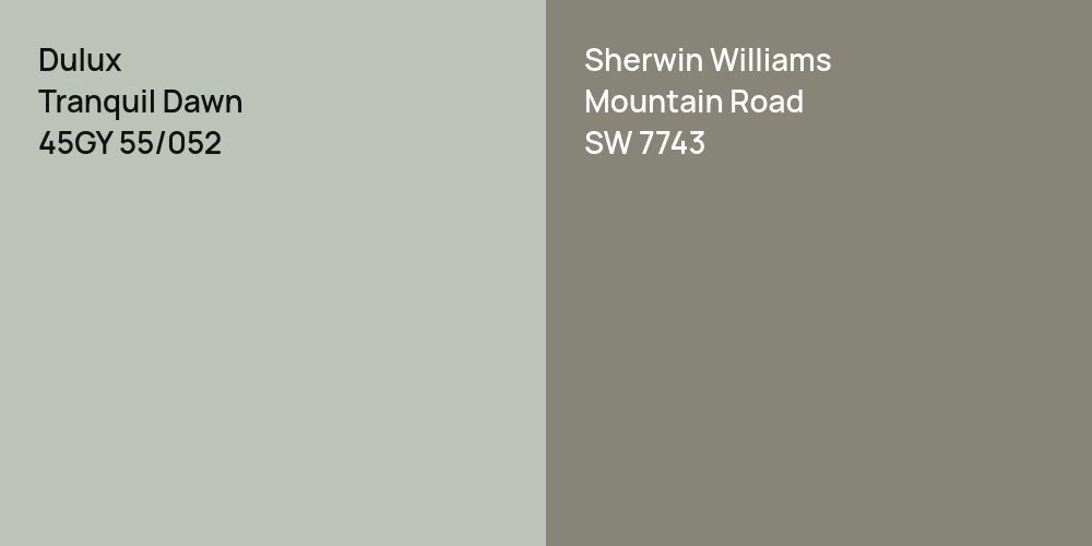 Dulux Tranquil Dawn vs. Sherwin Williams Mountain Road