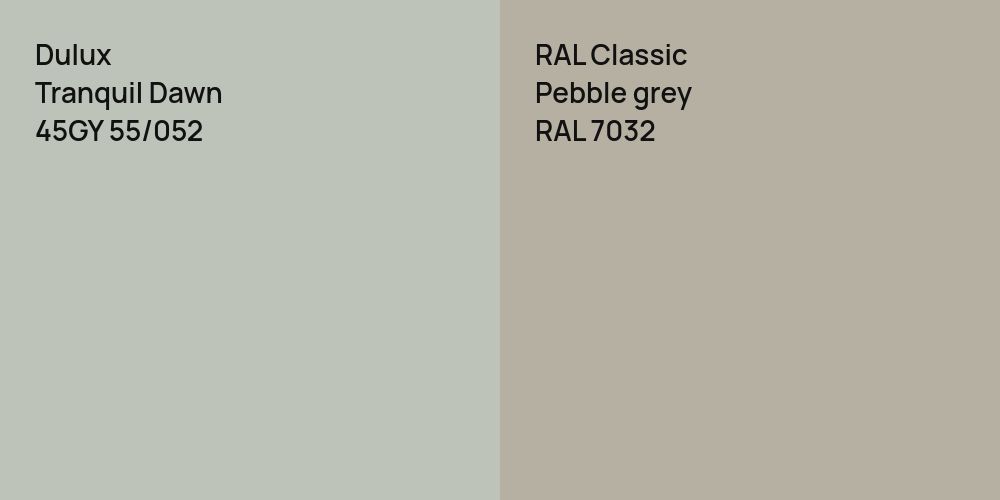 Dulux Tranquil Dawn vs. RAL Classic  Pebble grey