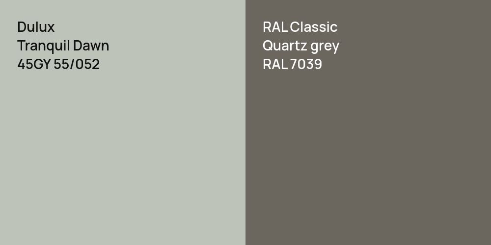 Dulux Tranquil Dawn vs. RAL Classic  Quartz grey