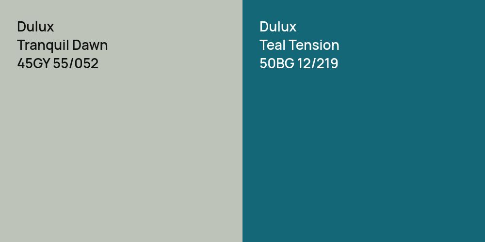 Dulux Tranquil Dawn vs. Dulux Teal Tension