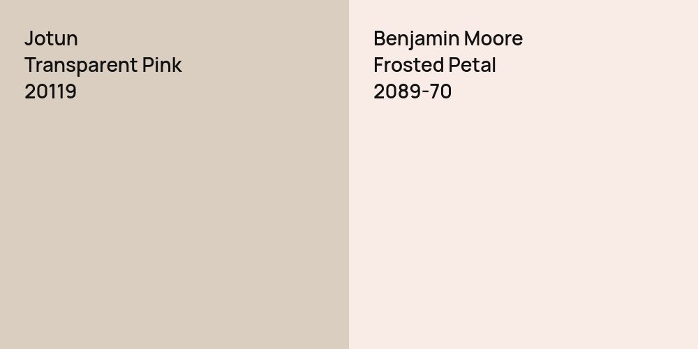 Jotun Transparent Pink vs. Benjamin Moore Frosted Petal