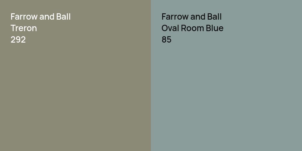 Farrow and Ball Treron vs. Farrow and Ball Oval Room Blue