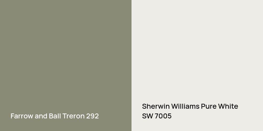 Farrow and Ball Treron vs. Sherwin Williams Pure White