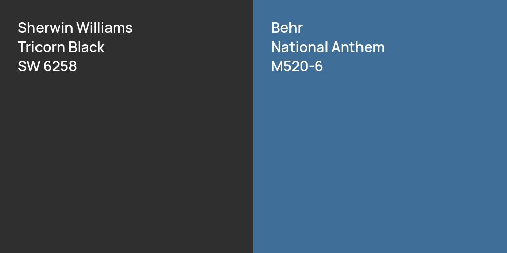 Sherwin Williams Tricorn Black vs. Behr National Anthem