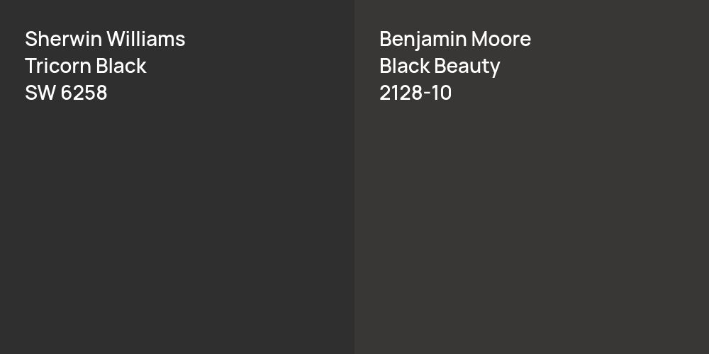 Sherwin Williams Tricorn Black vs. Benjamin Moore Black Beauty