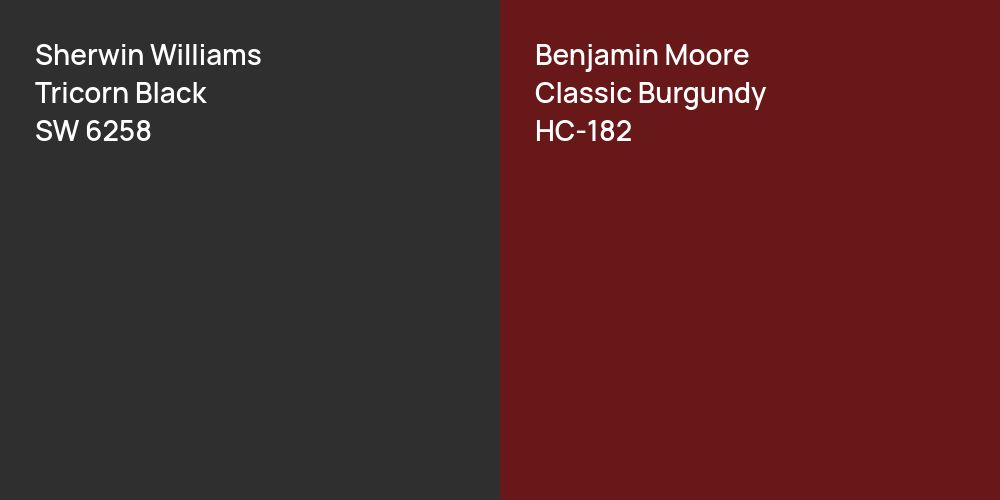 Sherwin Williams Tricorn Black vs. Benjamin Moore Classic Burgundy