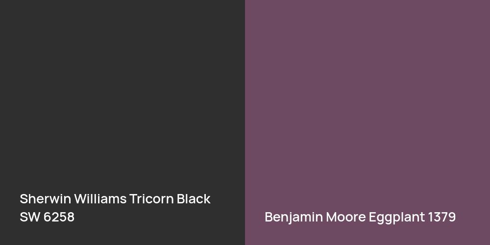 Sherwin Williams Tricorn Black vs. Benjamin Moore Eggplant