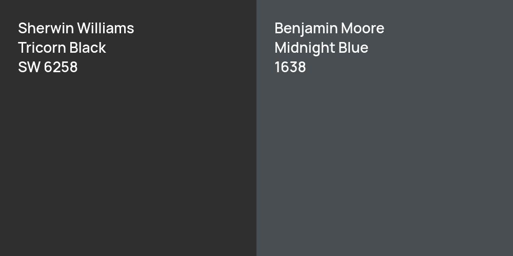 Sherwin Williams Tricorn Black vs. Benjamin Moore Midnight Blue