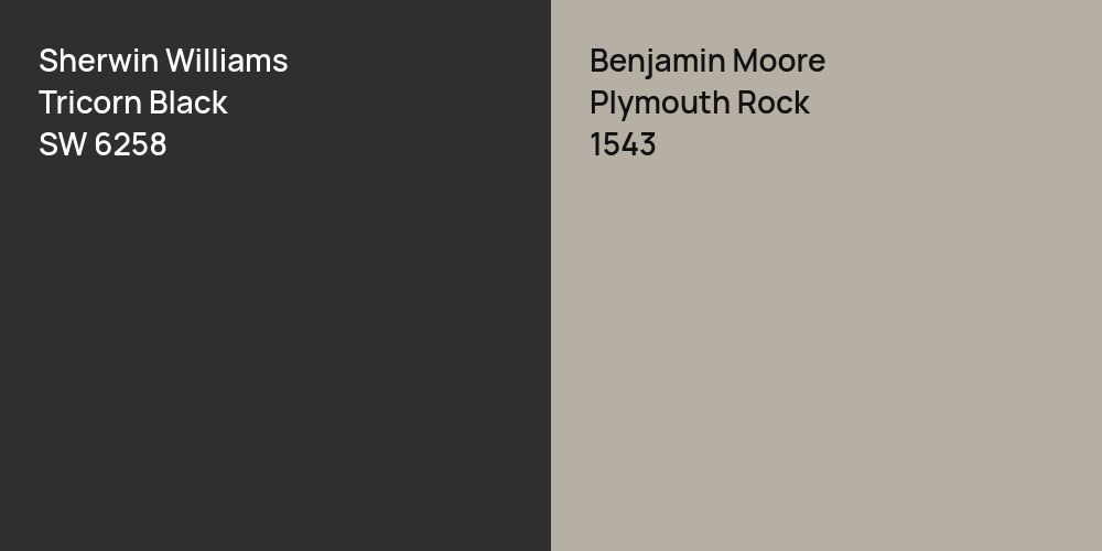 Sherwin Williams Tricorn Black vs. Benjamin Moore Plymouth Rock