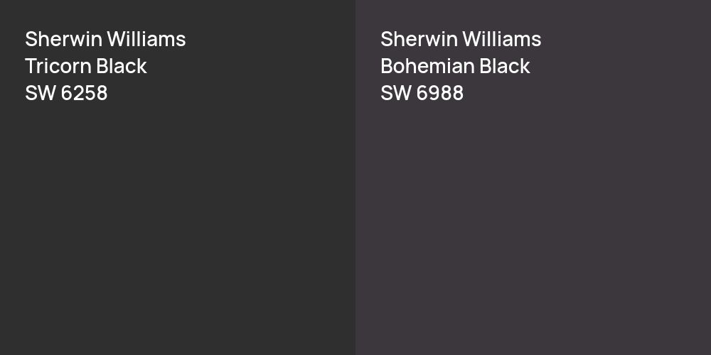 Sherwin Williams Tricorn Black vs. Sherwin Williams Bohemian Black