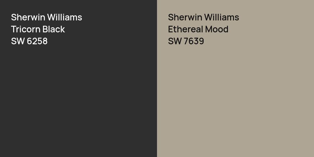 Sherwin Williams Tricorn Black vs. Sherwin Williams Ethereal Mood