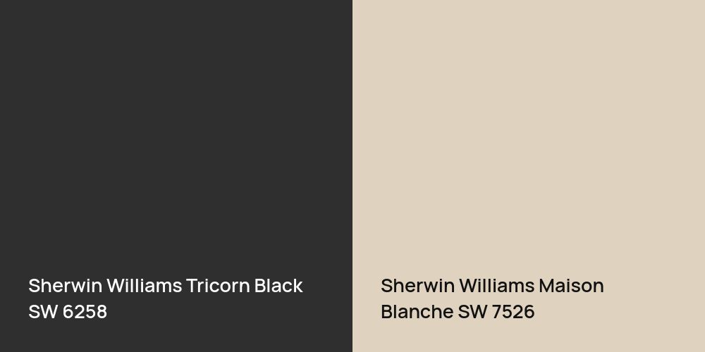 Sherwin Williams Tricorn Black vs. Sherwin Williams Maison Blanche