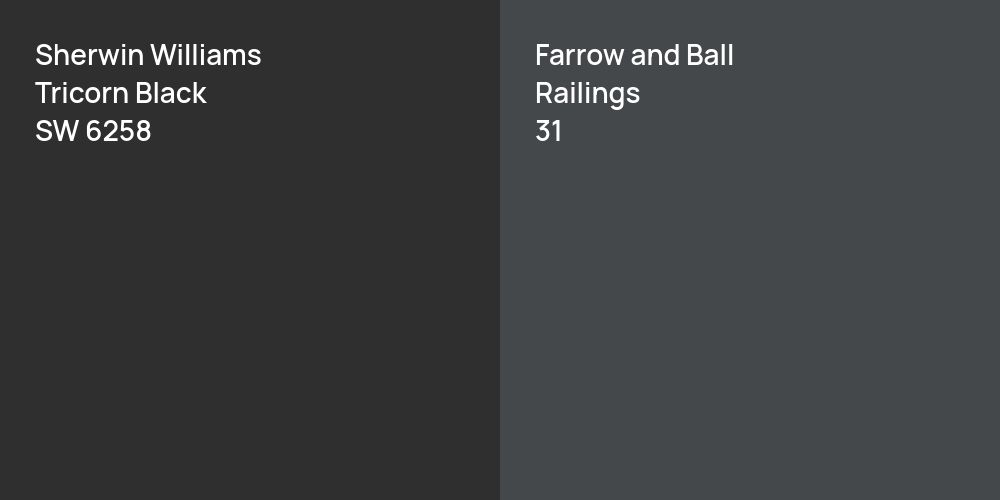 Sherwin Williams Tricorn Black vs. Farrow and Ball Railings