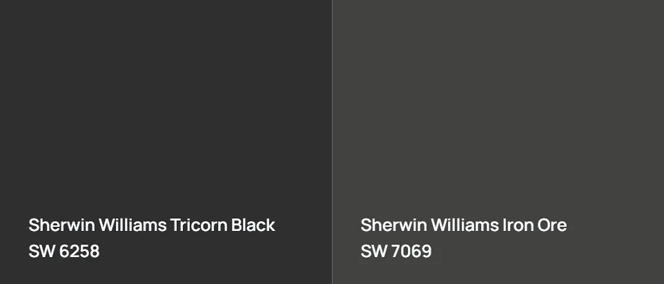 Sherwin Williams Tricorn Black SW 6258 vs Sherwin Williams Iron Ore SW 7069