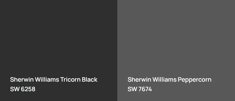 Sherwin Williams Tricorn Black SW 6258 vs Sherwin Williams Peppercorn SW 7674