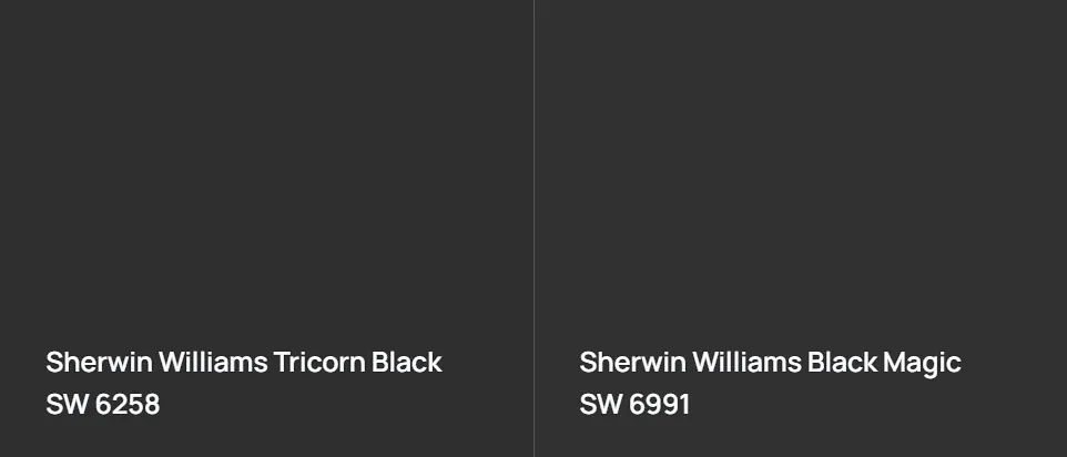 Sherwin Williams Tricorn Black SW 6258 vs Sherwin Williams Black Magic SW 6991