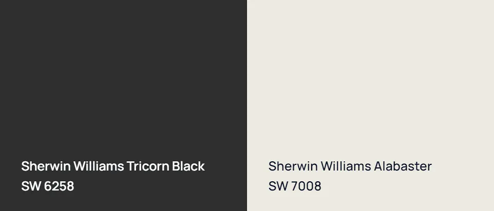 Sherwin Williams Tricorn Black SW 6258 vs Sherwin Williams Alabaster SW 7008