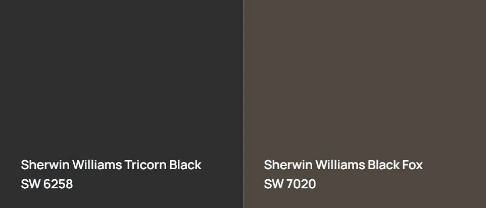 Sherwin Williams Tricorn Black SW 6258 vs Sherwin Williams Black Fox SW 7020