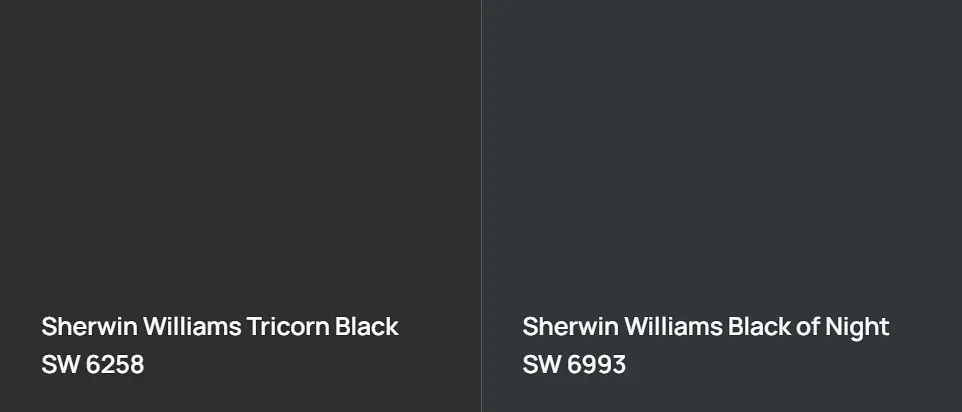 Sherwin Williams Tricorn Black SW 6258 vs Sherwin Williams Black of Night SW 6993