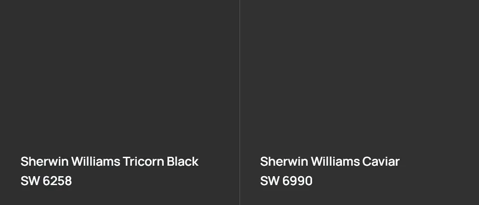 Sherwin Williams Tricorn Black SW 6258 vs Sherwin Williams Caviar SW 6990