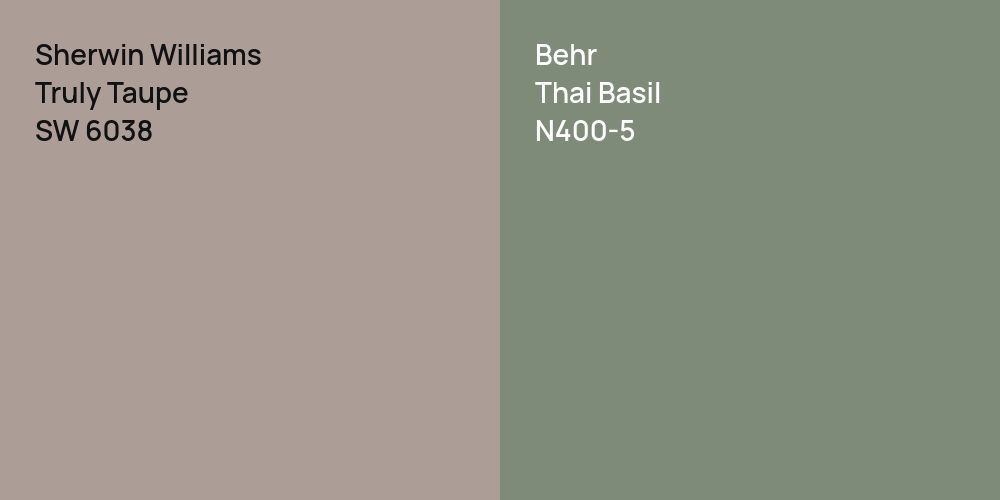 Sherwin Williams Truly Taupe vs. Behr Thai Basil