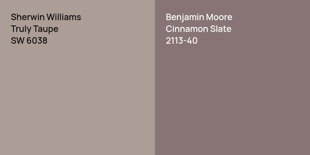 Sherwin Williams Truly Taupe vs. Benjamin Moore Cinnamon Slate