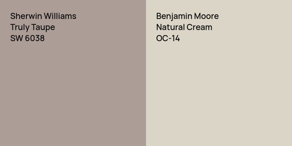 Sherwin Williams Truly Taupe vs. Benjamin Moore Natural Cream