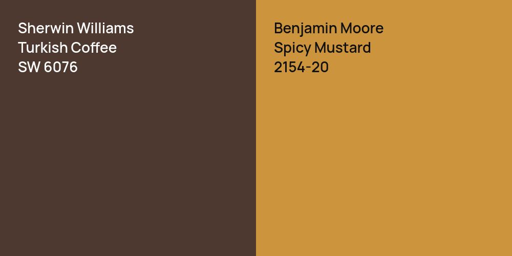 Sherwin Williams Turkish Coffee vs. Benjamin Moore Spicy Mustard