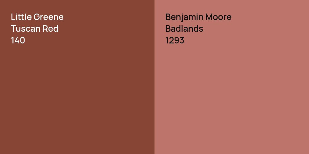 Little Greene Tuscan Red vs. Benjamin Moore Badlands