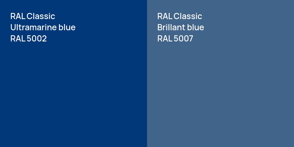 RAL Classic  Ultramarine blue vs. RAL Classic Brillant blue