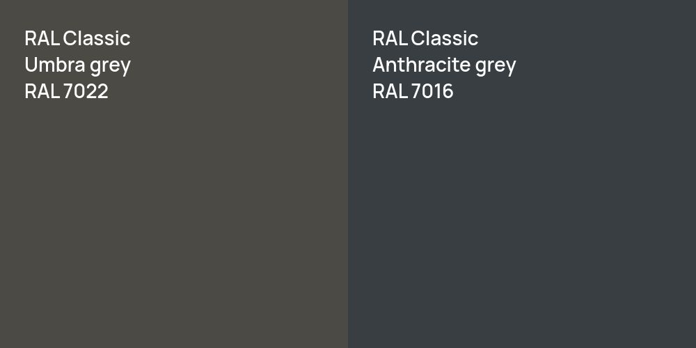 RAL Classic  Umbra grey vs. RAL Classic  Anthracite grey