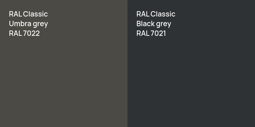 RAL Classic  Umbra grey vs. RAL Classic  Black grey