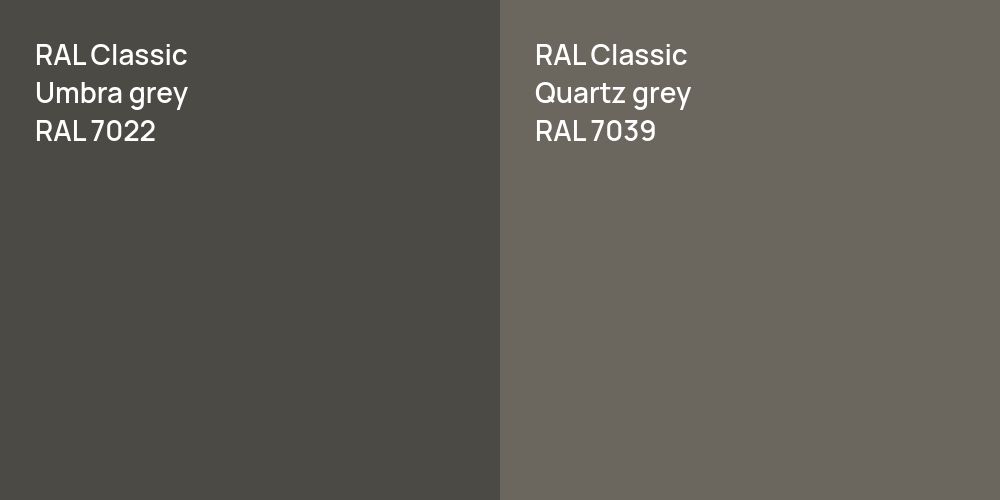 RAL Classic  Umbra grey vs. RAL Classic  Quartz grey