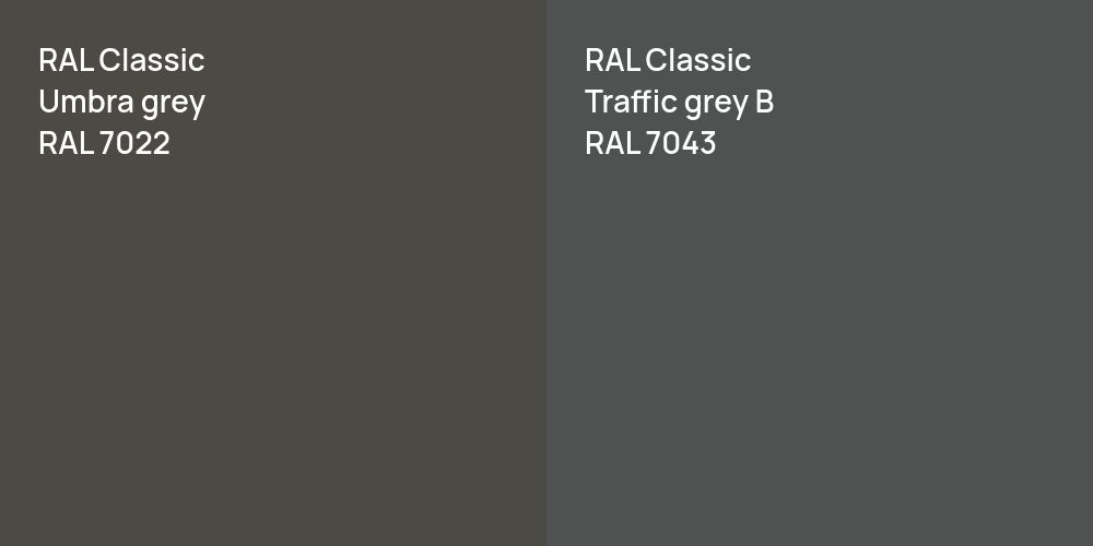 RAL Classic  Umbra grey vs. RAL Classic  Traffic grey B