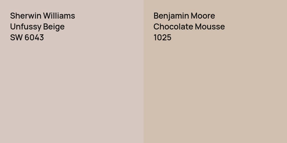 Sherwin Williams Unfussy Beige vs. Benjamin Moore Chocolate Mousse