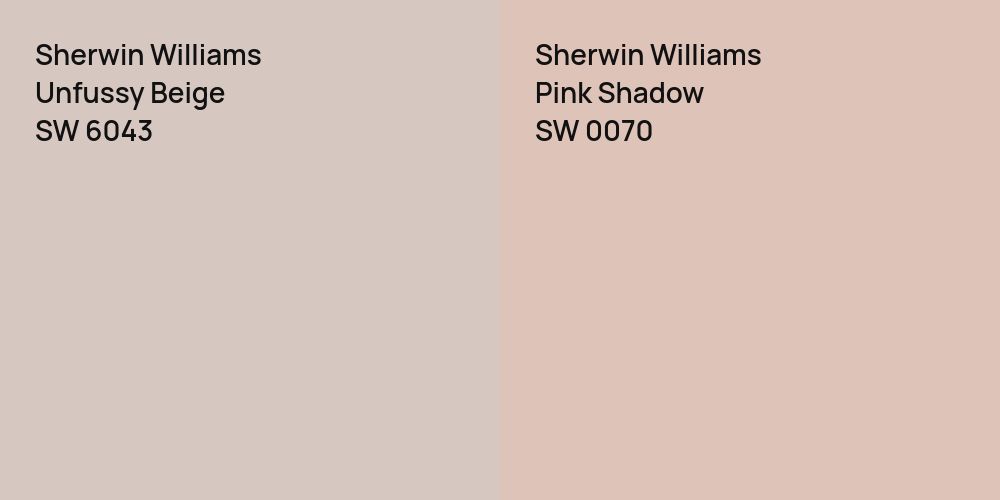 Sherwin Williams Unfussy Beige vs. Sherwin Williams Pink Shadow