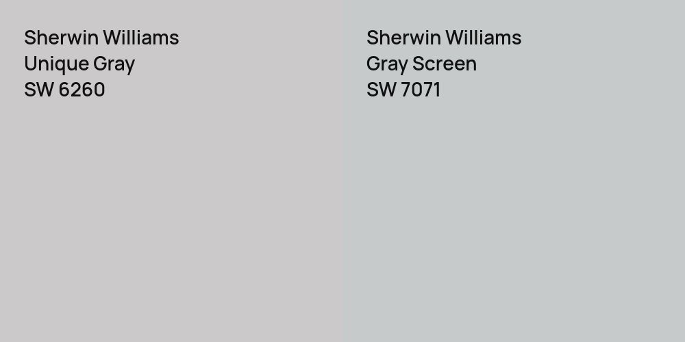 Sherwin Williams Unique Gray vs. Sherwin Williams Gray Screen