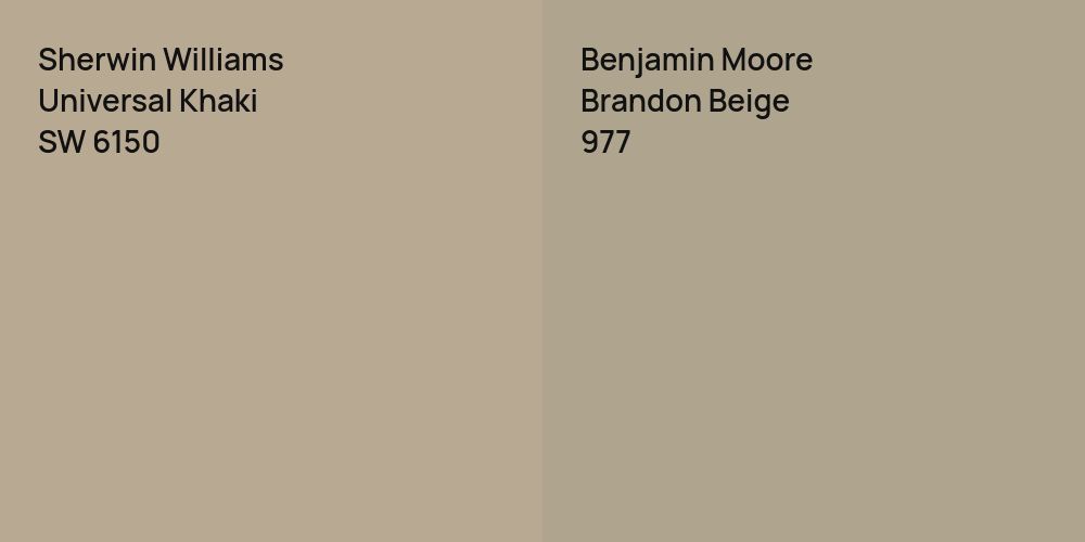 Sherwin Williams Universal Khaki vs. Benjamin Moore Brandon Beige