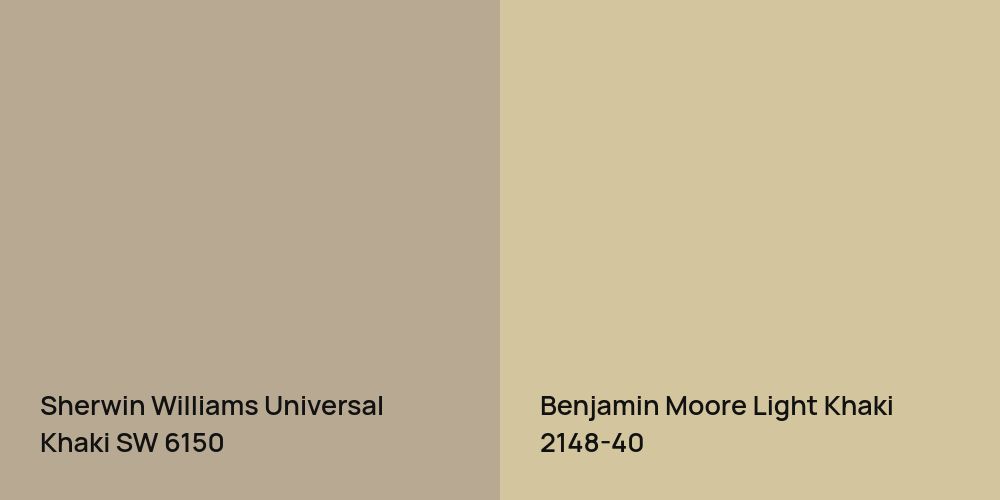 Sherwin Williams Universal Khaki vs. Benjamin Moore Light Khaki