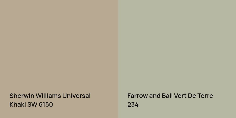 Sherwin Williams Universal Khaki vs. Farrow and Ball Vert De Terre