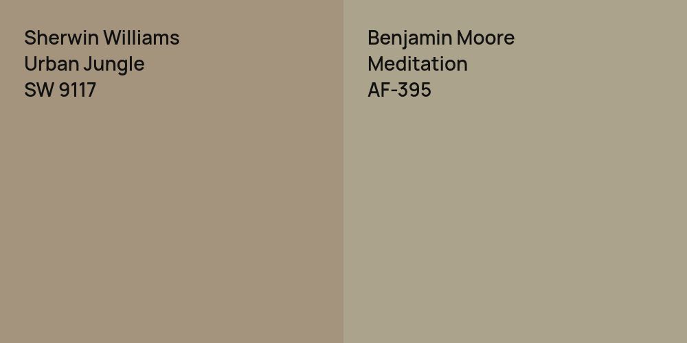 Sherwin Williams Urban Jungle vs. Benjamin Moore Meditation