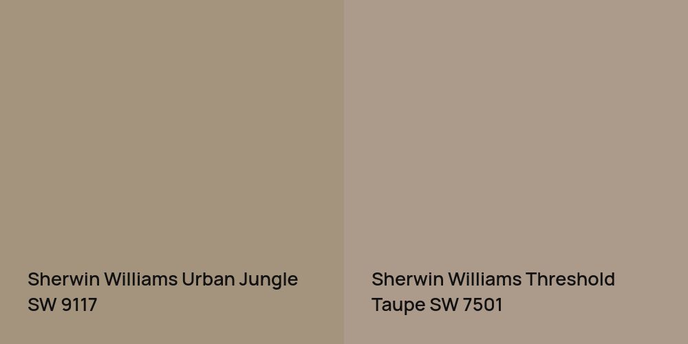 Sherwin Williams Urban Jungle vs. Sherwin Williams Threshold Taupe